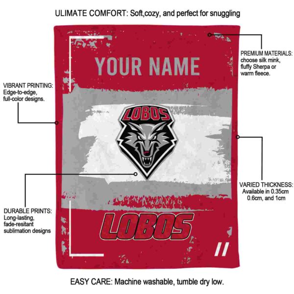 customized new mexico lobos paint strokes red white blanket new arrival