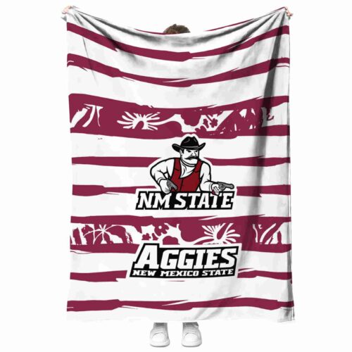 customized new mexico state aggies floral stripes crimson white blanket best selling