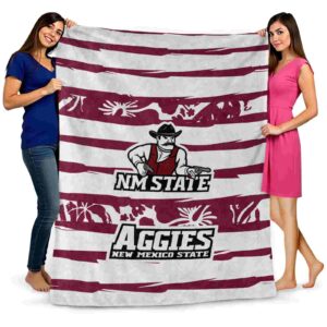 customized new mexico state aggies floral stripes crimson white blanket fashion forward