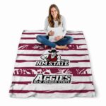 customized new mexico state aggies floral stripes crimson white blanket high quality