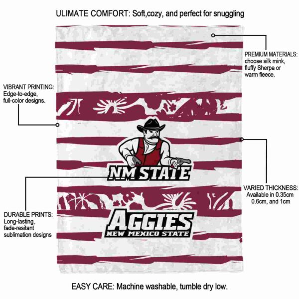 customized new mexico state aggies floral stripes crimson white blanket new arrival