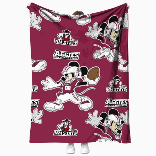 customized new mexico state aggies mickey crimson blanket best selling