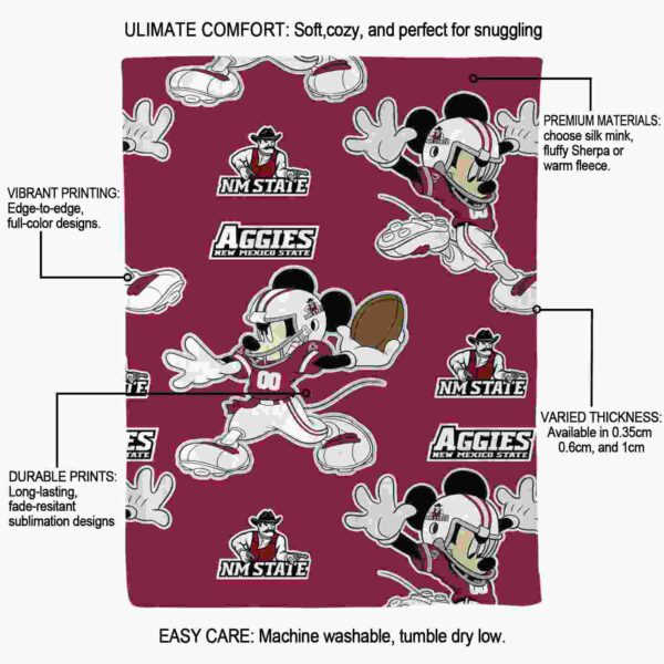 customized new mexico state aggies mickey crimson blanket new arrival