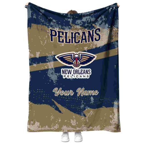 customized new orleans pelicans grunge streaks navy blanket best selling