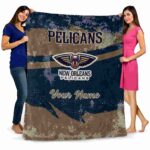customized new orleans pelicans grunge streaks navy blanket best selling