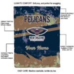 customized new orleans pelicans grunge streaks navy blanket best selling