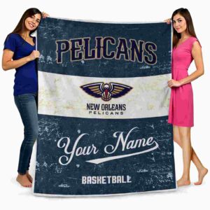 customized new orleans pelicans grunge texture navy white blanket fashion forward