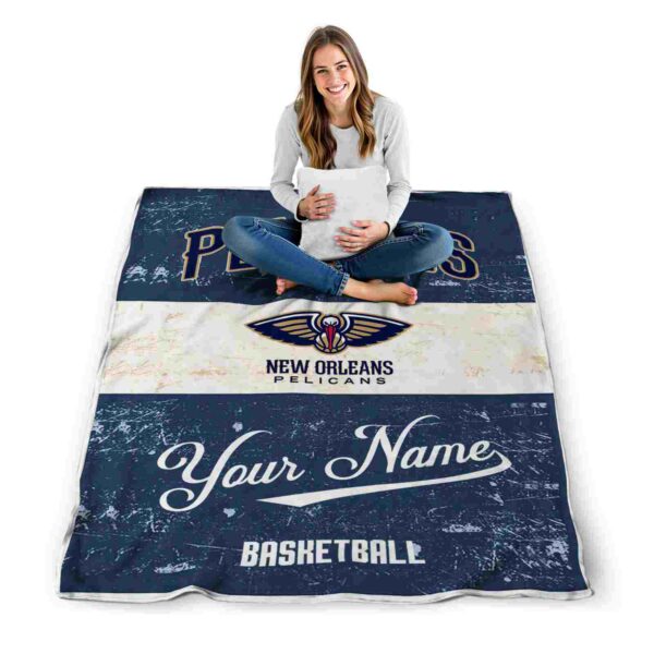 customized new orleans pelicans grunge texture navy white blanket high quality