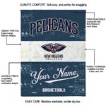 customized new orleans pelicans grunge texture navy white blanket new arrival