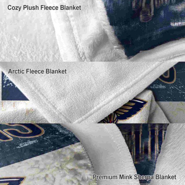 customized new orleans pelicans grunge texture navy white blanket premium grade
