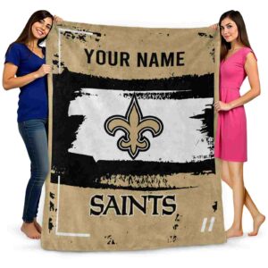 customized new orleans saints paint strokes gold white blanket fashion forward