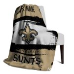 customized new orleans saints paint strokes gold white blanket top rated