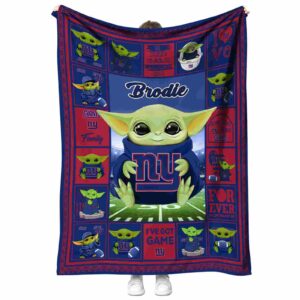 customized new york giants baby yoda blue blanket best selling
