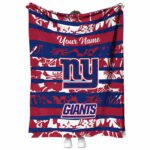 customized new york giants floral stripes blue white blanket best selling