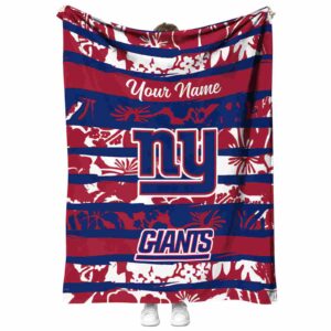 customized new york giants floral stripes blue white blanket best selling