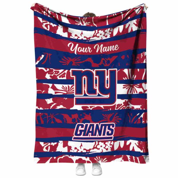 customized new york giants floral stripes blue white blanket best selling