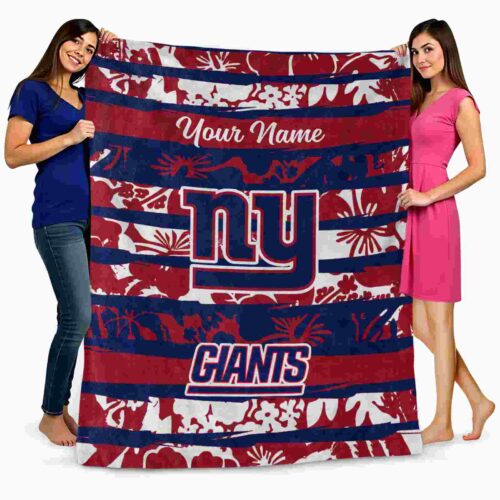 customized new york giants floral stripes blue white blanket fashion forward