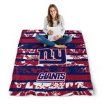 customized new york giants floral stripes blue white blanket high quality
