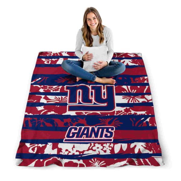 customized new york giants floral stripes blue white blanket high quality