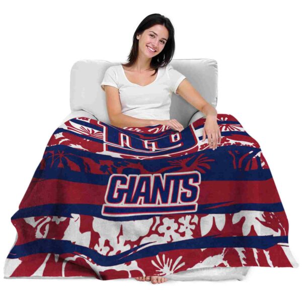 customized new york giants floral stripes blue white blanket latest model