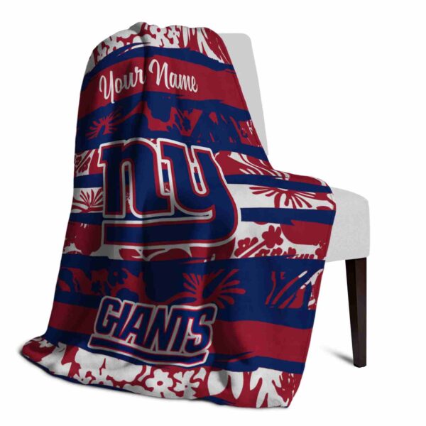 customized new york giants floral stripes blue white blanket top rated