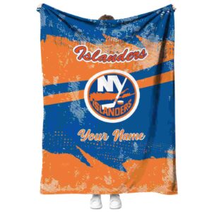 customized new york islanders grunge streaks blue blanket best selling