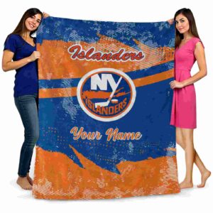 customized new york islanders grunge streaks blue blanket fashion forward