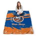 customized new york islanders grunge streaks blue blanket best selling