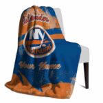 customized new york islanders grunge streaks blue blanket best selling