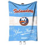 Customized New York Islanders Grunge Texture Blue White Blanket 1 customized new york islanders grunge texture blue white blanket best selling