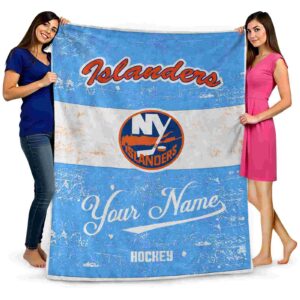 customized new york islanders grunge texture blue white blanket fashion forward