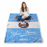 customized new york islanders grunge texture blue white blanket best selling