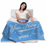 customized new york islanders grunge texture blue white blanket best selling