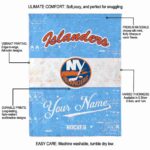 customized new york islanders grunge texture blue white blanket best selling