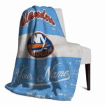 customized new york islanders grunge texture blue white blanket best selling