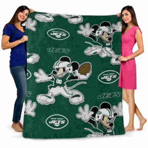 customized new york jets mickey green blanket fashion forward