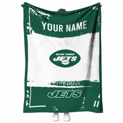 customized new york jets paint strokes green white blanket best selling