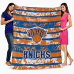 customized new york knicks floral stripes blue white blanket fashion forward