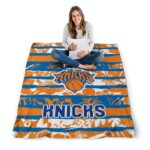 customized new york knicks floral stripes blue white blanket high quality