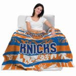 customized new york knicks floral stripes blue white blanket latest model