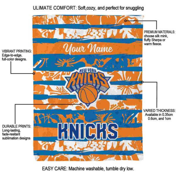 customized new york knicks floral stripes blue white blanket new arrival