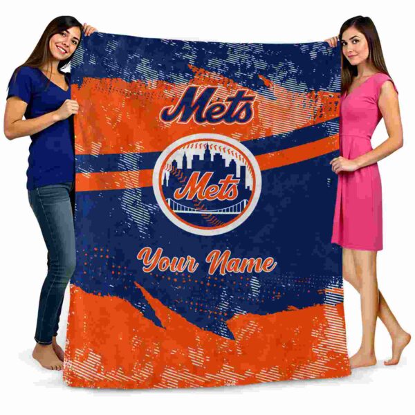 customized new york mets grunge streaks blue blanket fashion forward