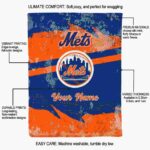 customized new york mets grunge streaks blue blanket new arrival