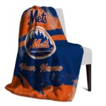 customized new york mets grunge streaks blue blanket top rated