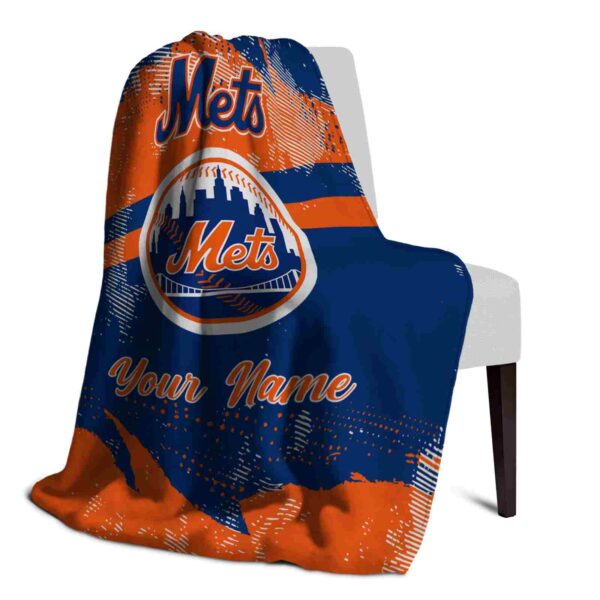 customized new york mets grunge streaks blue blanket top rated