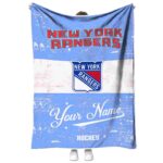 customized new york rangers grunge texture blue white blanket best selling