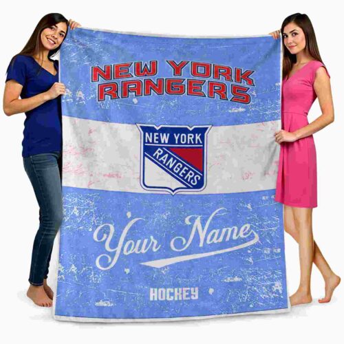 customized new york rangers grunge texture blue white blanket fashion forward