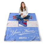 customized new york rangers grunge texture blue white blanket high quality