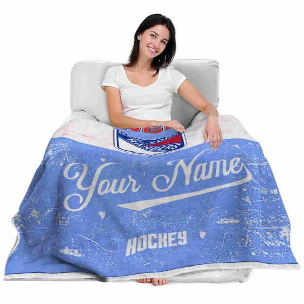 customized new york rangers grunge texture blue white blanket latest model