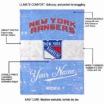 customized new york rangers grunge texture blue white blanket new arrival